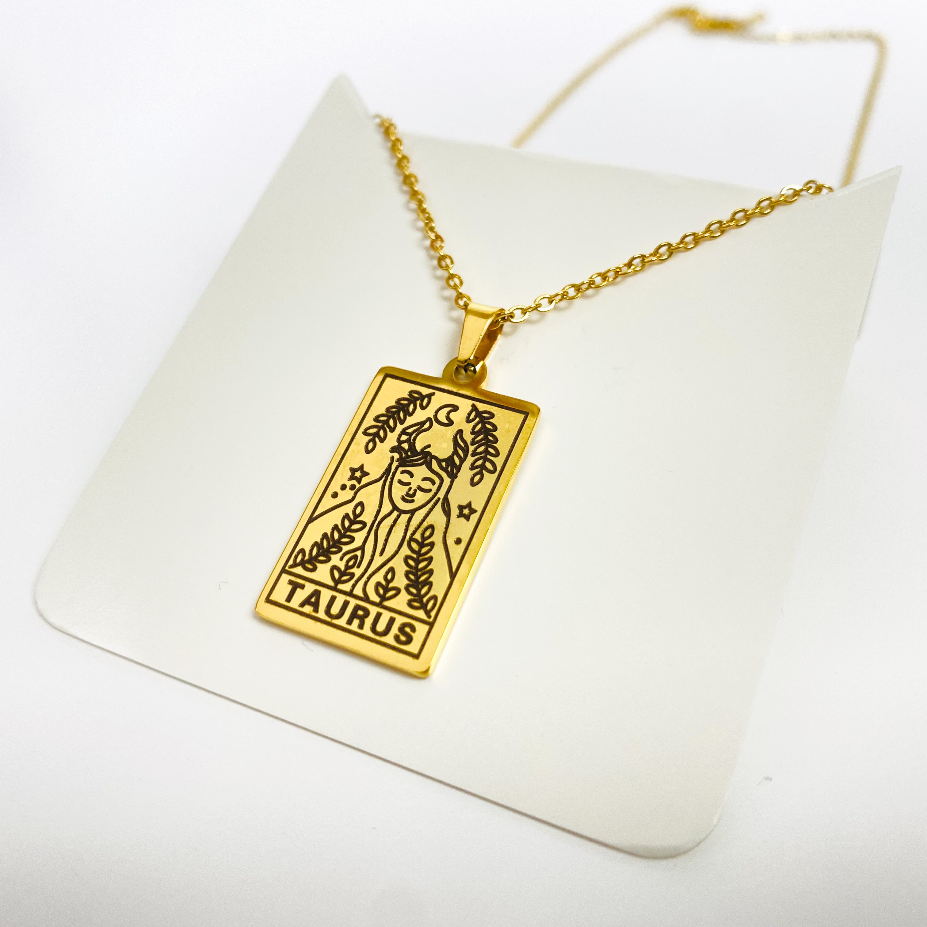 Taurus Zodiac Star Sign Necklace Chain Gold