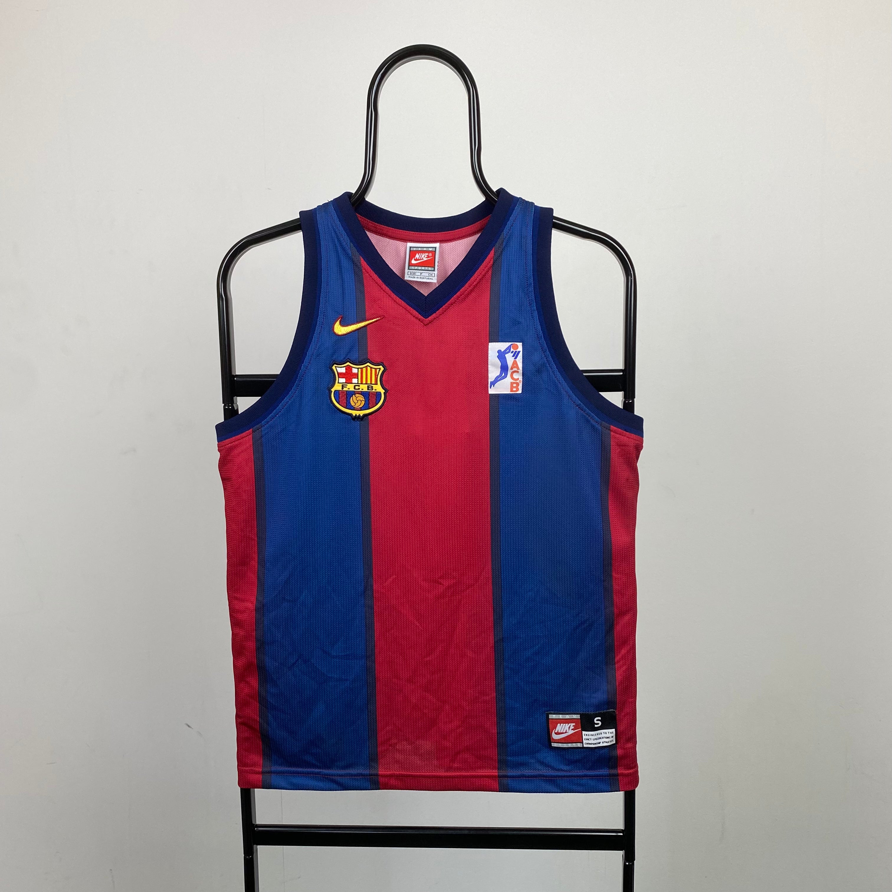 90s Nike Barcelona Basketball Vest T Shirt Blue XS Clout Closet