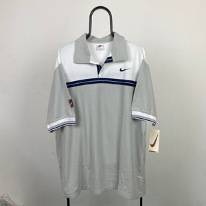 90s Nike Challenge Court Polo T-Shirt Grey XL