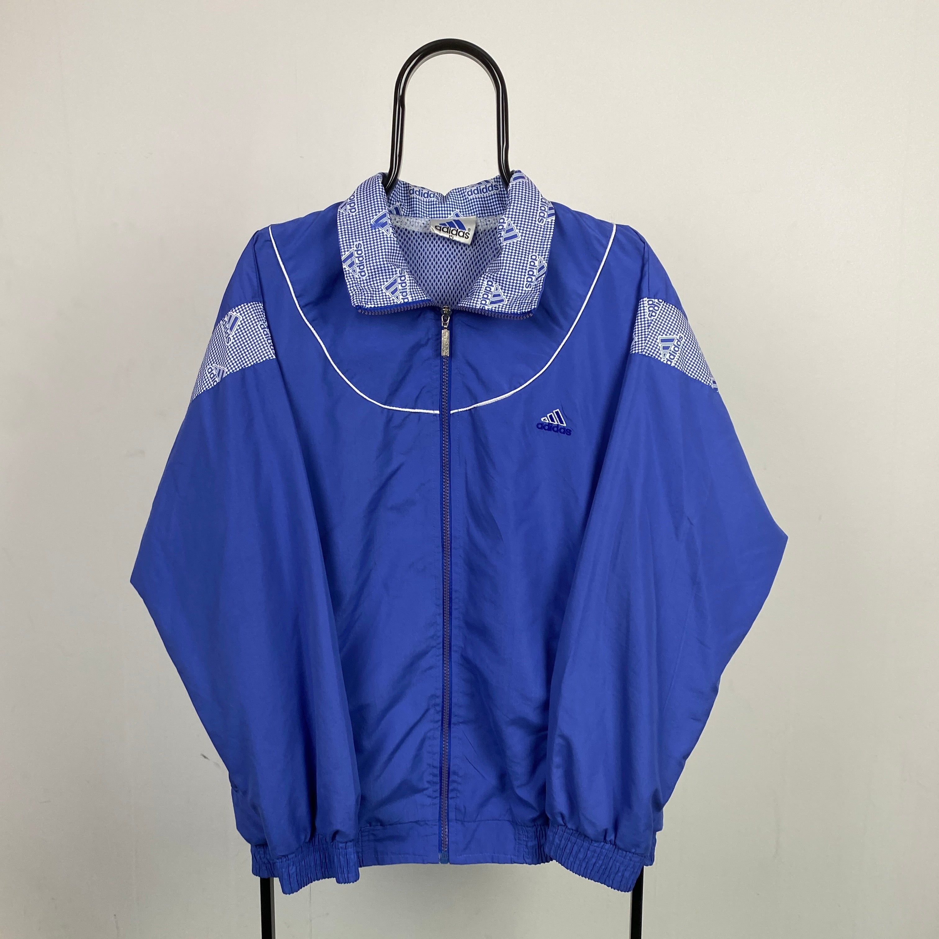 90s Adidas Windbreaker Jacket Blue Large