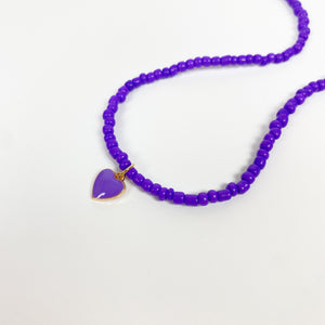 Vintage Retro Heart Necklace Chain Purple