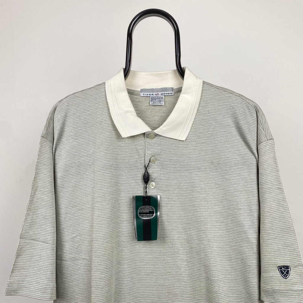 90s Nike Tiger Woods Golf Polo T-Shirt Grey XXL