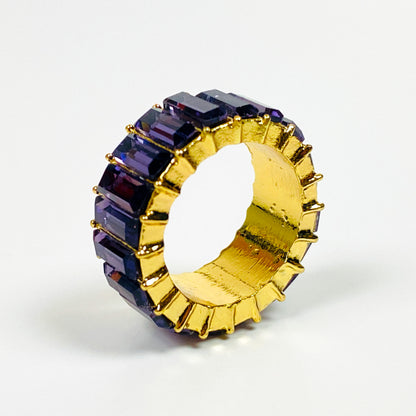 Retro Vintage Gem Ring Gold Purple