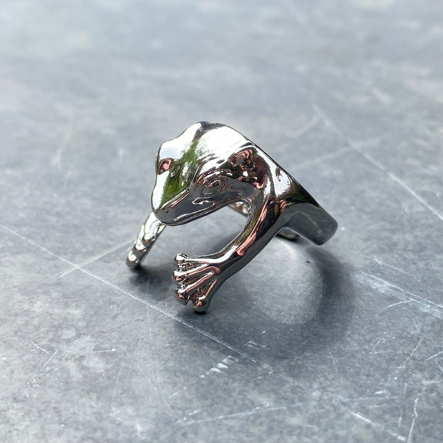 Adjustable Frog Ring Silver