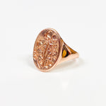 Vintage Flower Signet Ring Rose Gold
