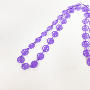 Vintage Retro Smiley Necklace Chain Purple