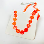 Vintage Retro Smiley Necklace Chain Orange