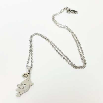 Lizard Charm Necklace Chain Silver