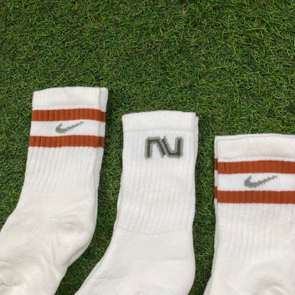 Vintage Nike Socks 3 Pack White Striped UK12-3