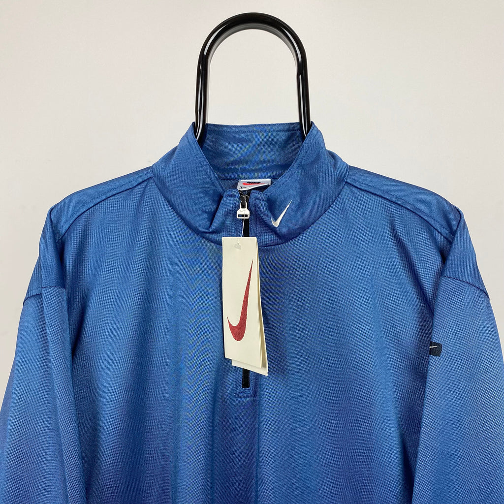 Vintage Nike Dri-Fit 1/4 Zip Sweatshirt Blue Large