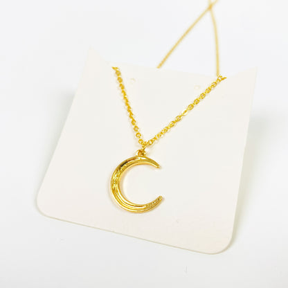 Vintage Retro Moon Necklace Chain Gold