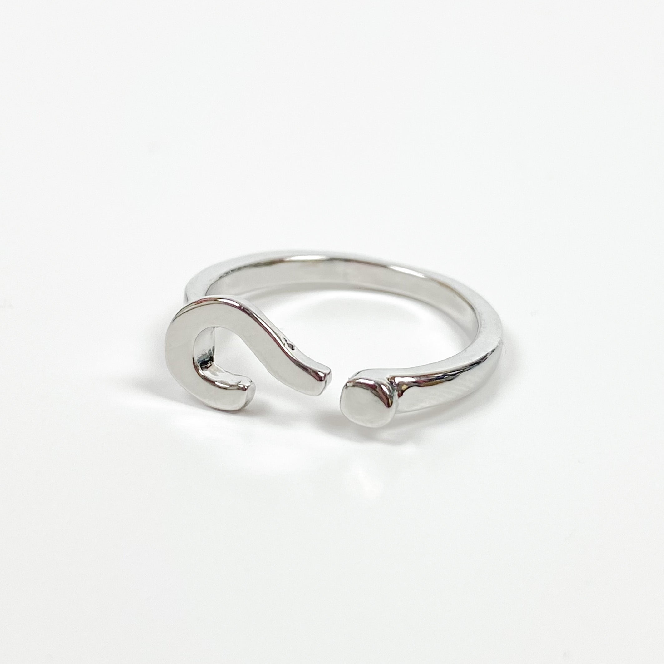 Ring Inverted Question Hallmark Vintage Adjustable Question Mark Ring Silver – Clout Closet