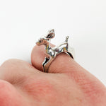 Vintage Retro Adjustable Deer Ring Silver