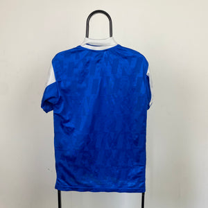 90s Nike Football Shirt T-Shirt Blue Small