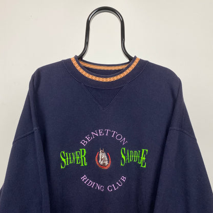 Retro Benetton Horse Sweatshirt Blue XL