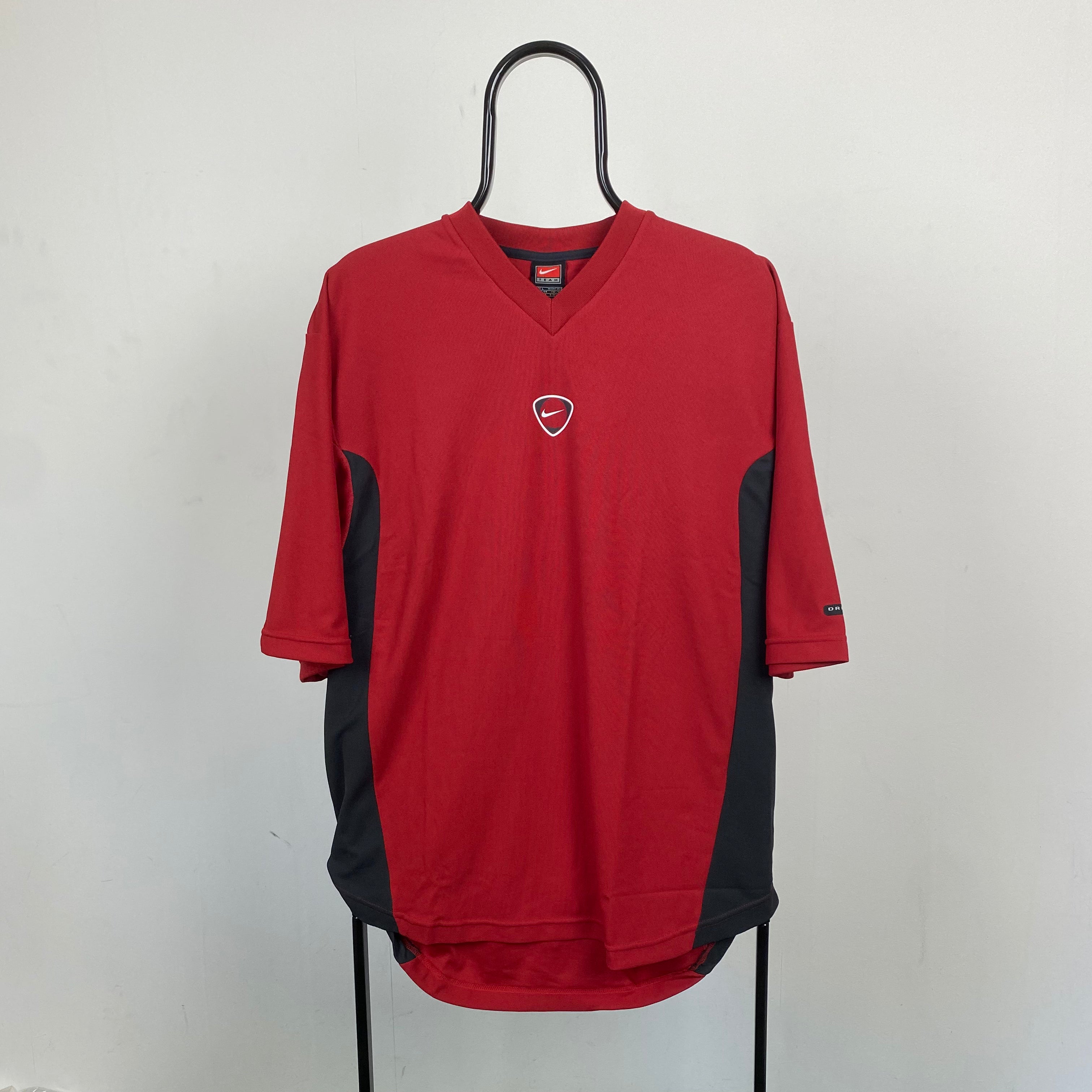 00s Nike Football Shirt T-Shirt Red Large
