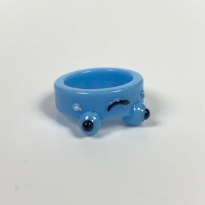 Retro Chunky Frog Ring Blue