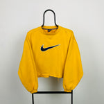 90s Nike Cropped Sweatshirt Yellow Large