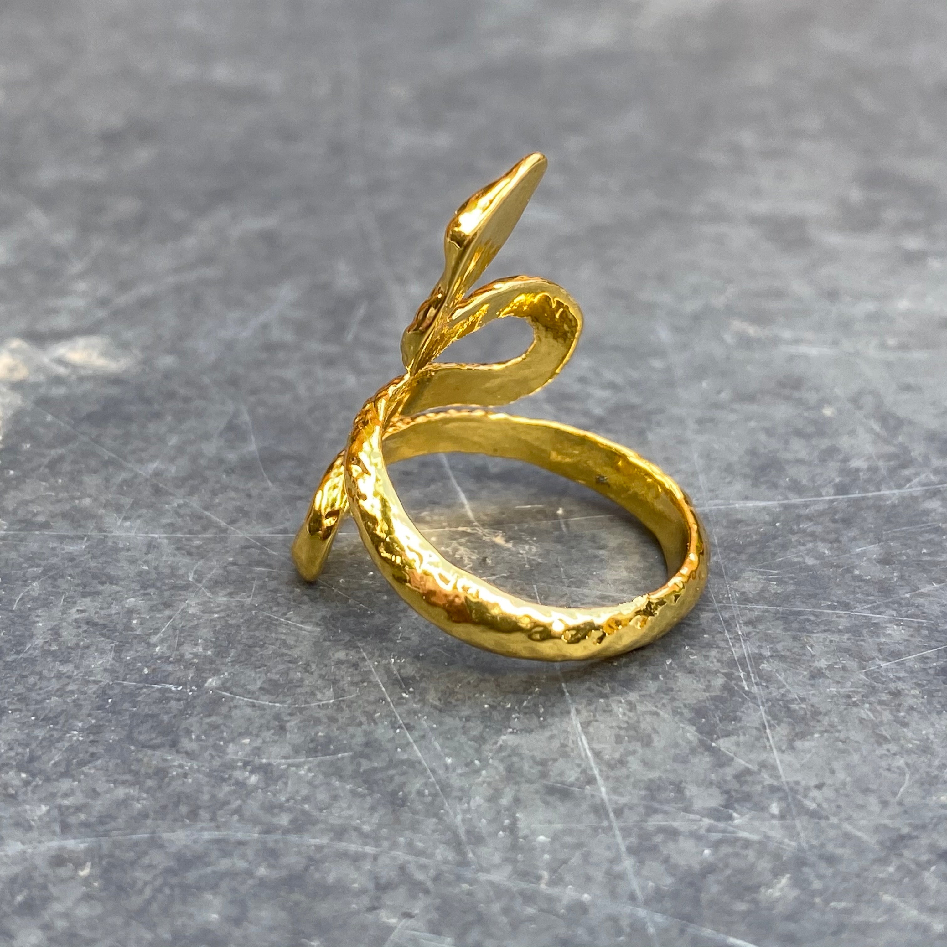 Adjustable Snake Signet Ring Gold