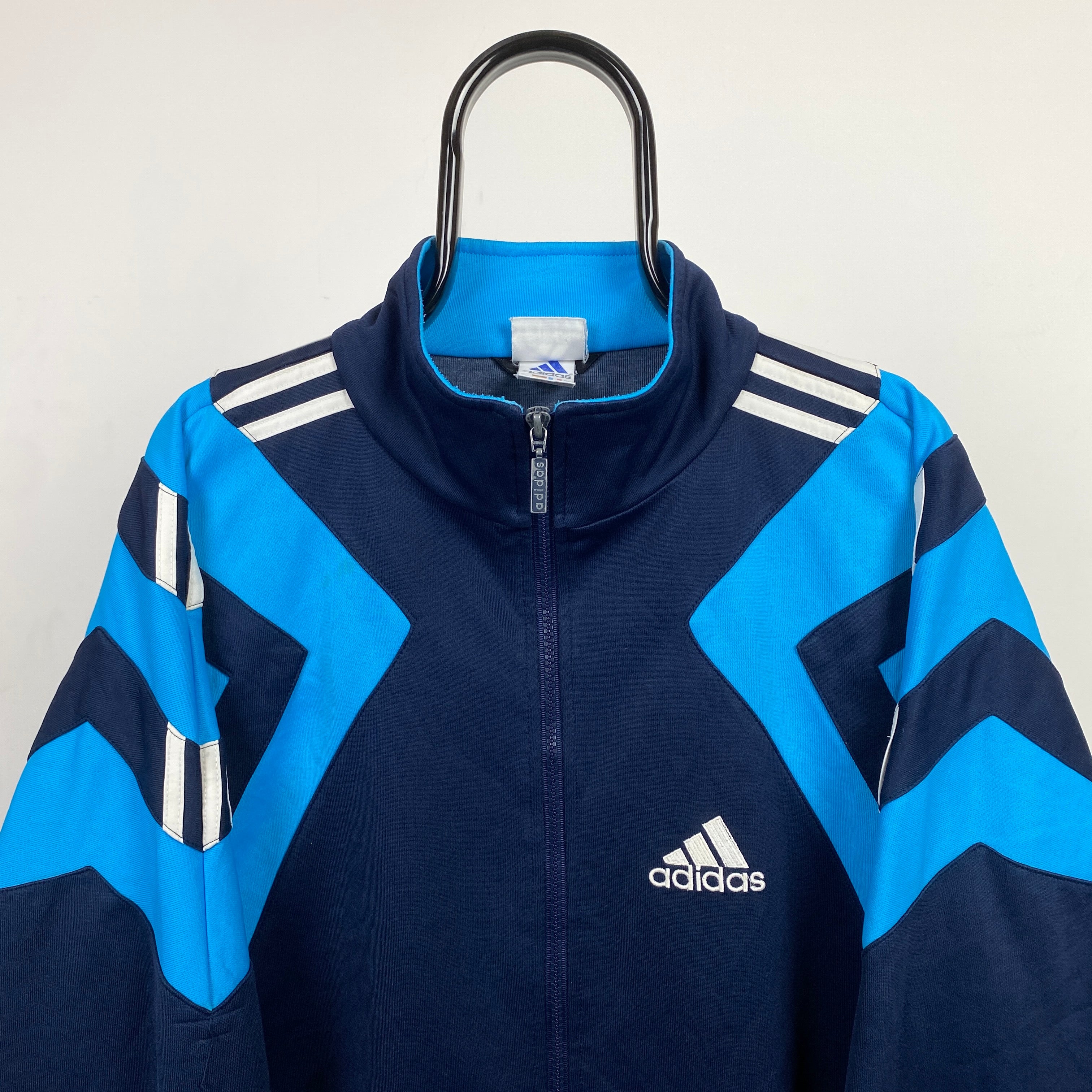 90s Adidas Track Windbreaker Jacket Blue Medium