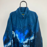 Retro Wolf Fleece Sweatshirt Blue XXL
