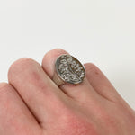 Vintage Flower Signet Ring Silver