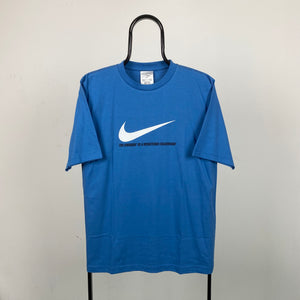 Vintage Nike Swoosh T-Shirt Blue Medium