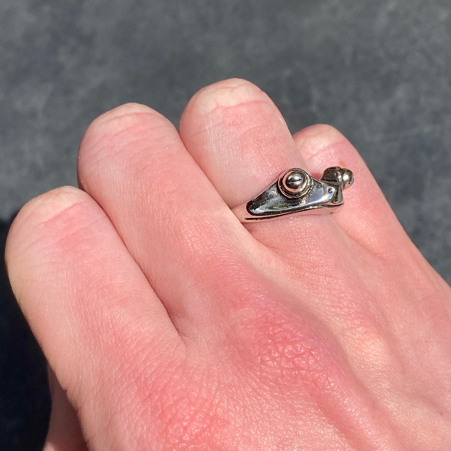 Adjustable Frog Ring Silver