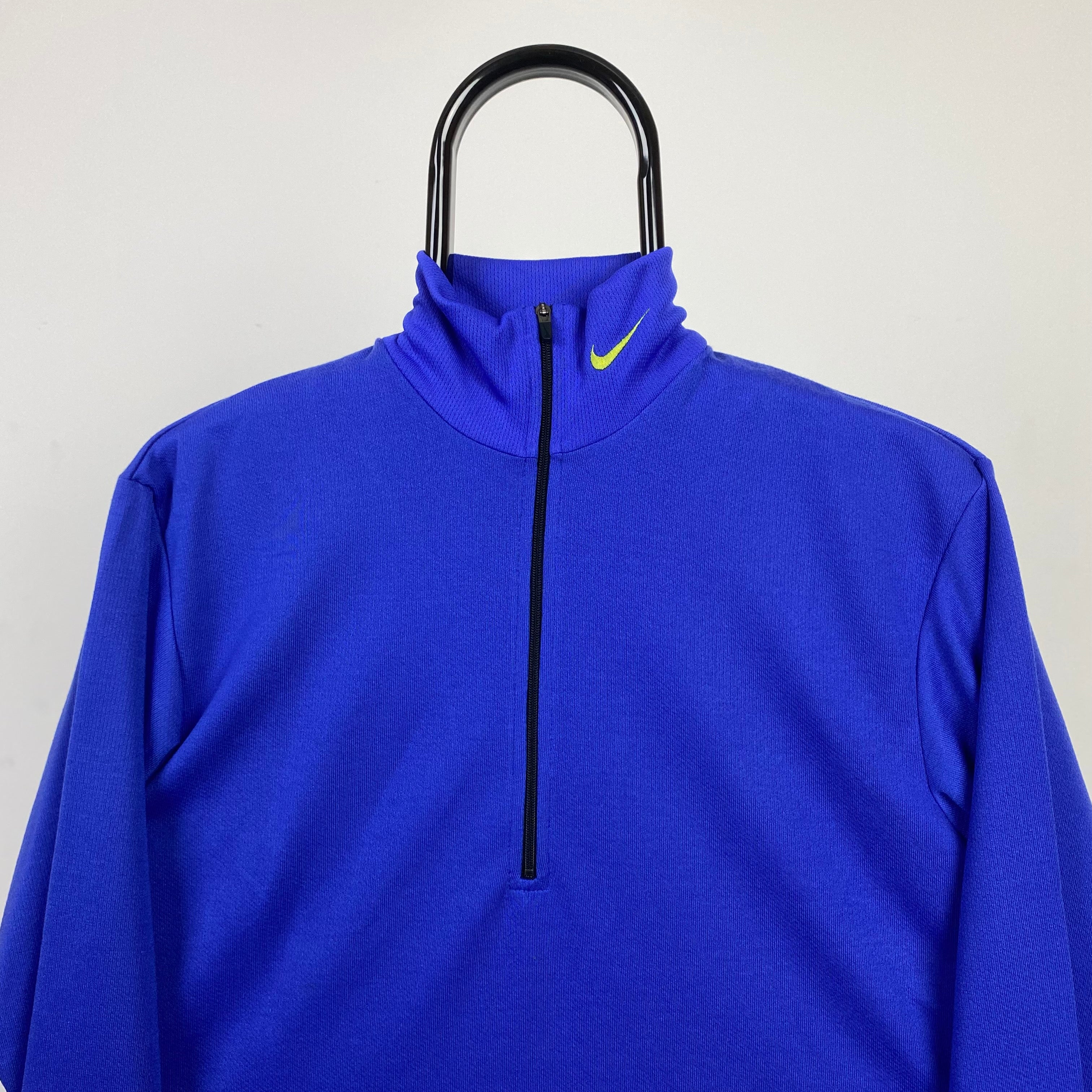Vintage Nike Dri-Fit 1/4 Zip Sweatshirt Blue Medium