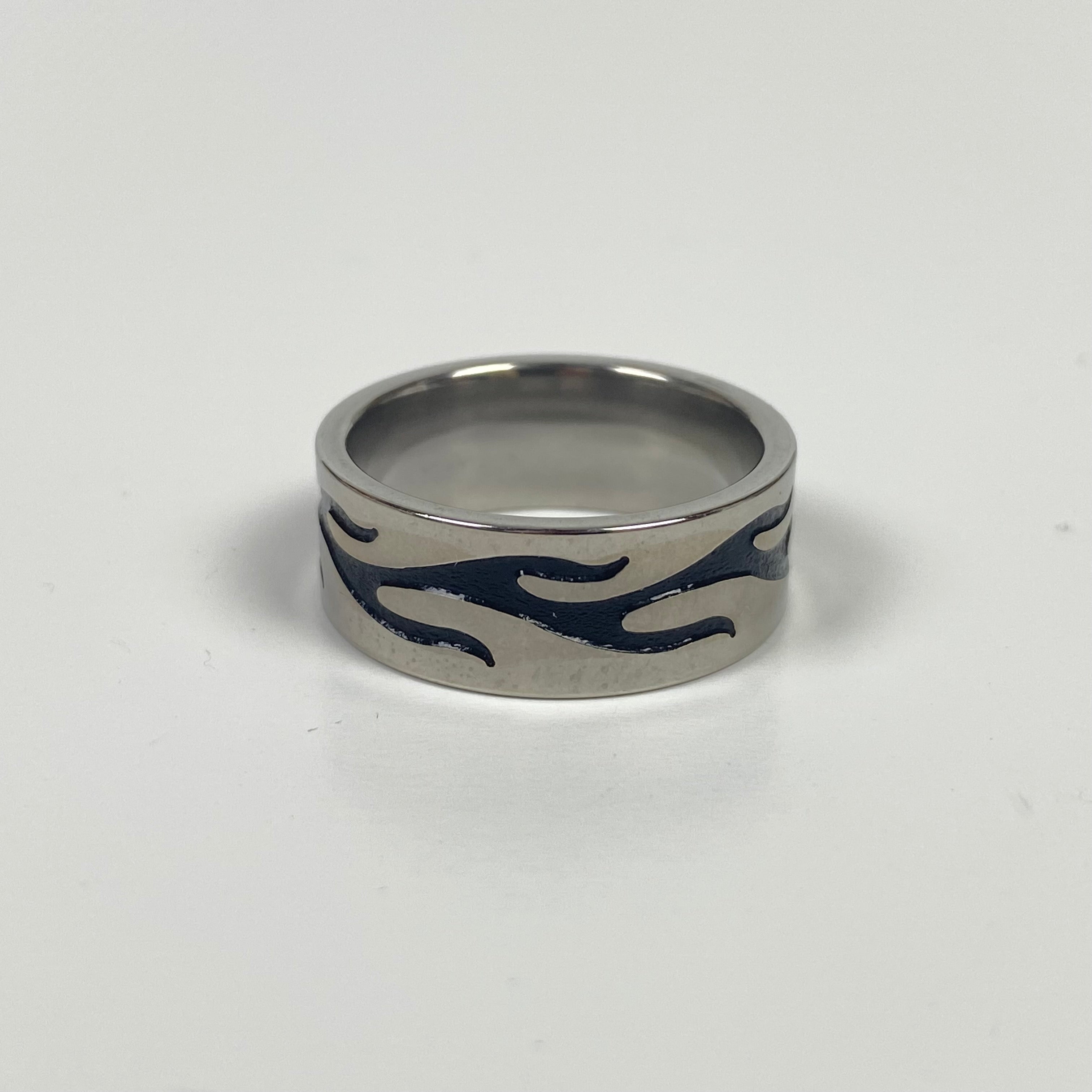 Retro Flame Ring Silver