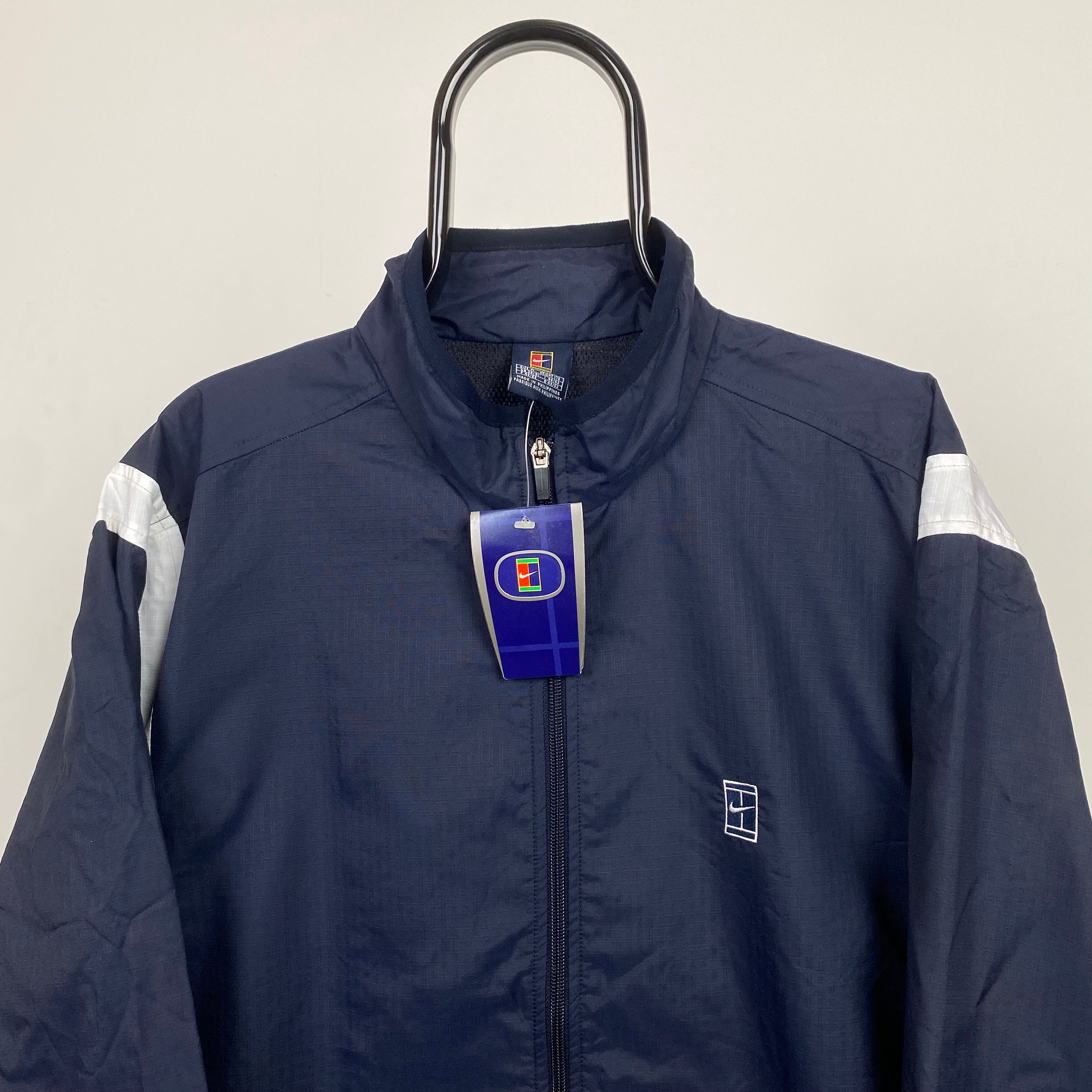 90s Nike Court Windbreaker Jacket Blue Medium
