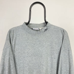 Retro Reebok Mock Neck Sweatshirt Grey Medium