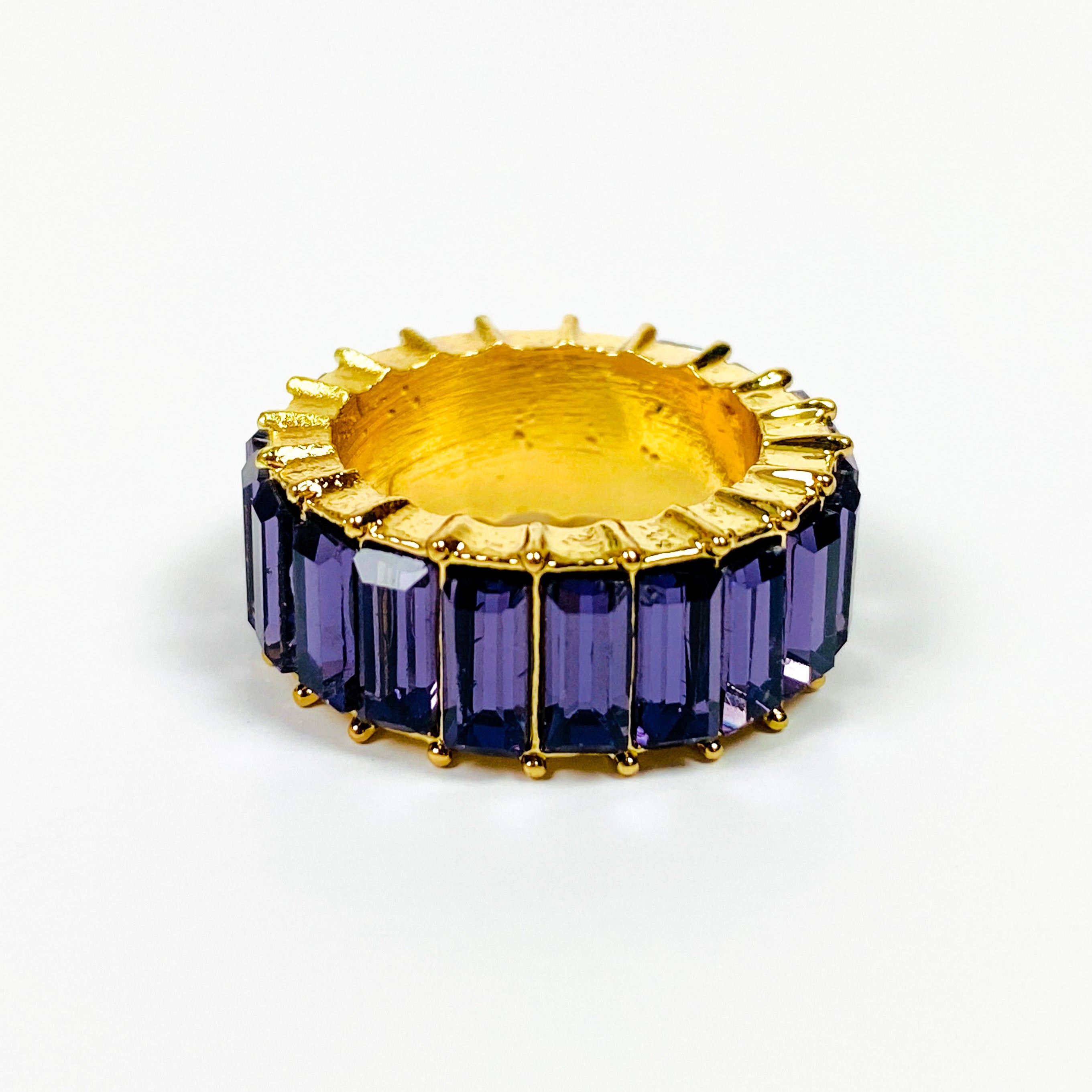 Retro Vintage Gem Ring Gold Purple