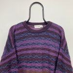 Retro St Croix Knit Sweatshirt Purple Large