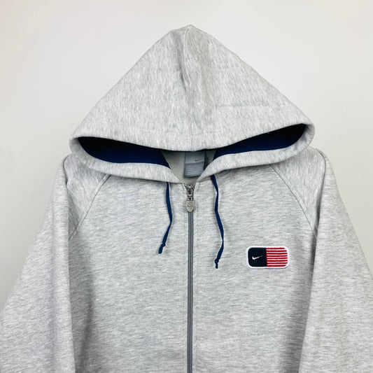 90s Nike USA Zip Hoodie Grey Small