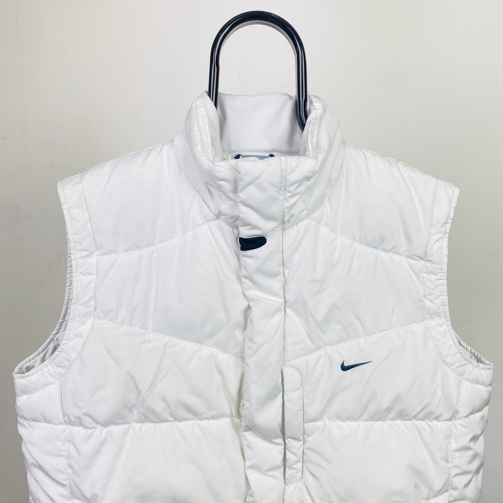 00s Nike Quilted Puffer Gilet Jacket White Large