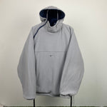 90s Nike Reversible Side Winder Fleece Jacket Blue Grey Large