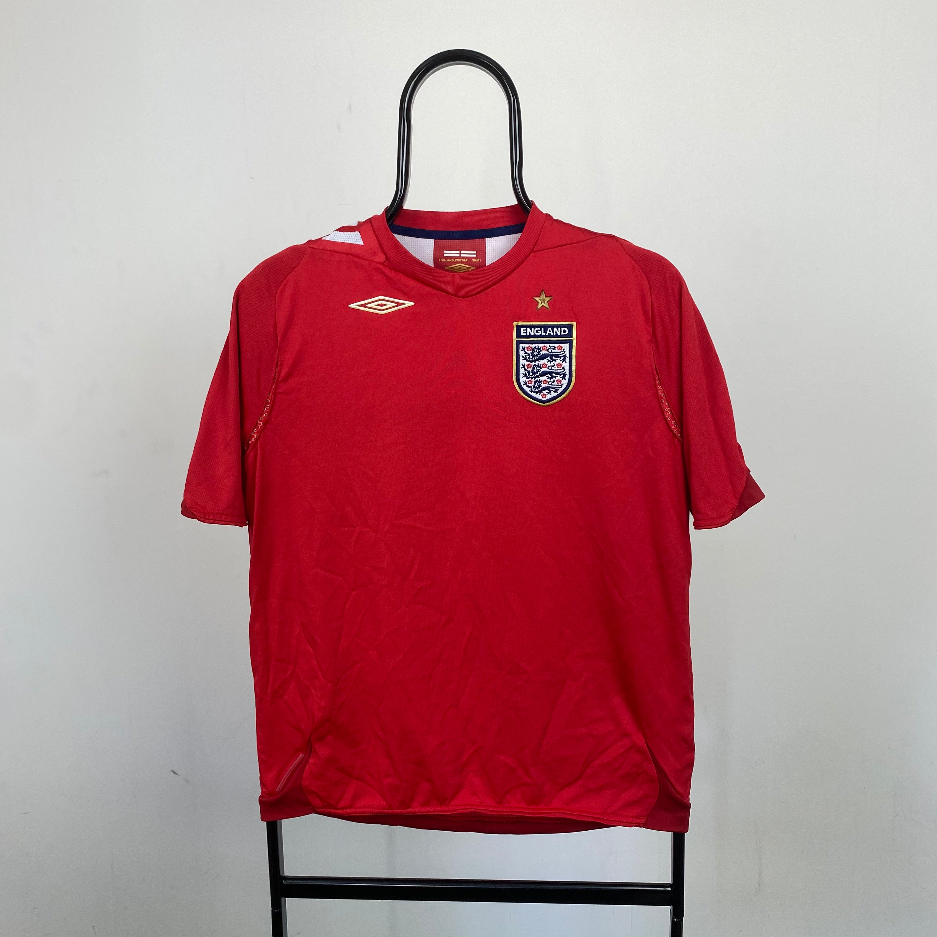 Retro Umbro England Football Shirt T-Shirt Red Small