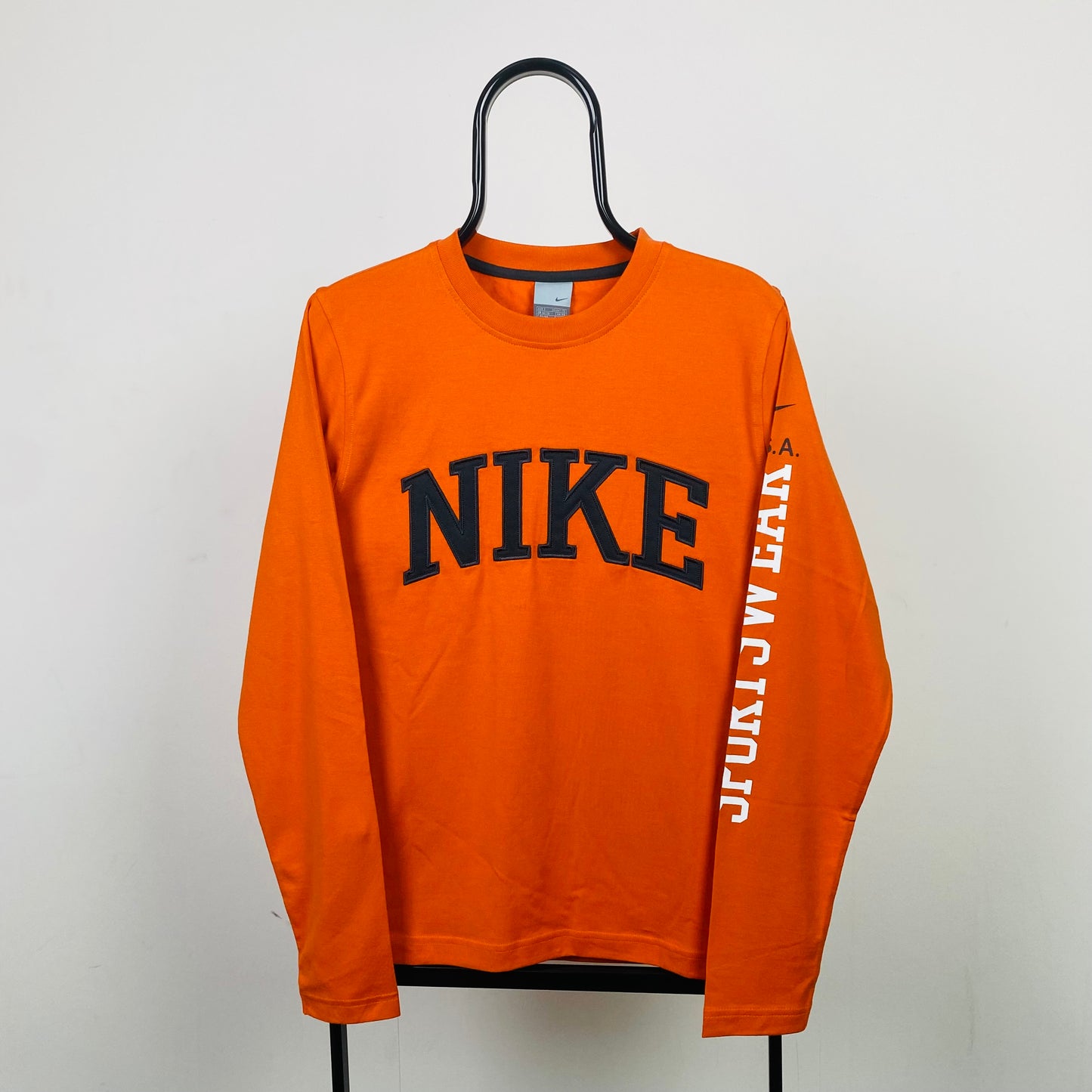 90s Nike Long Sleeve T-Shirt Orange Small