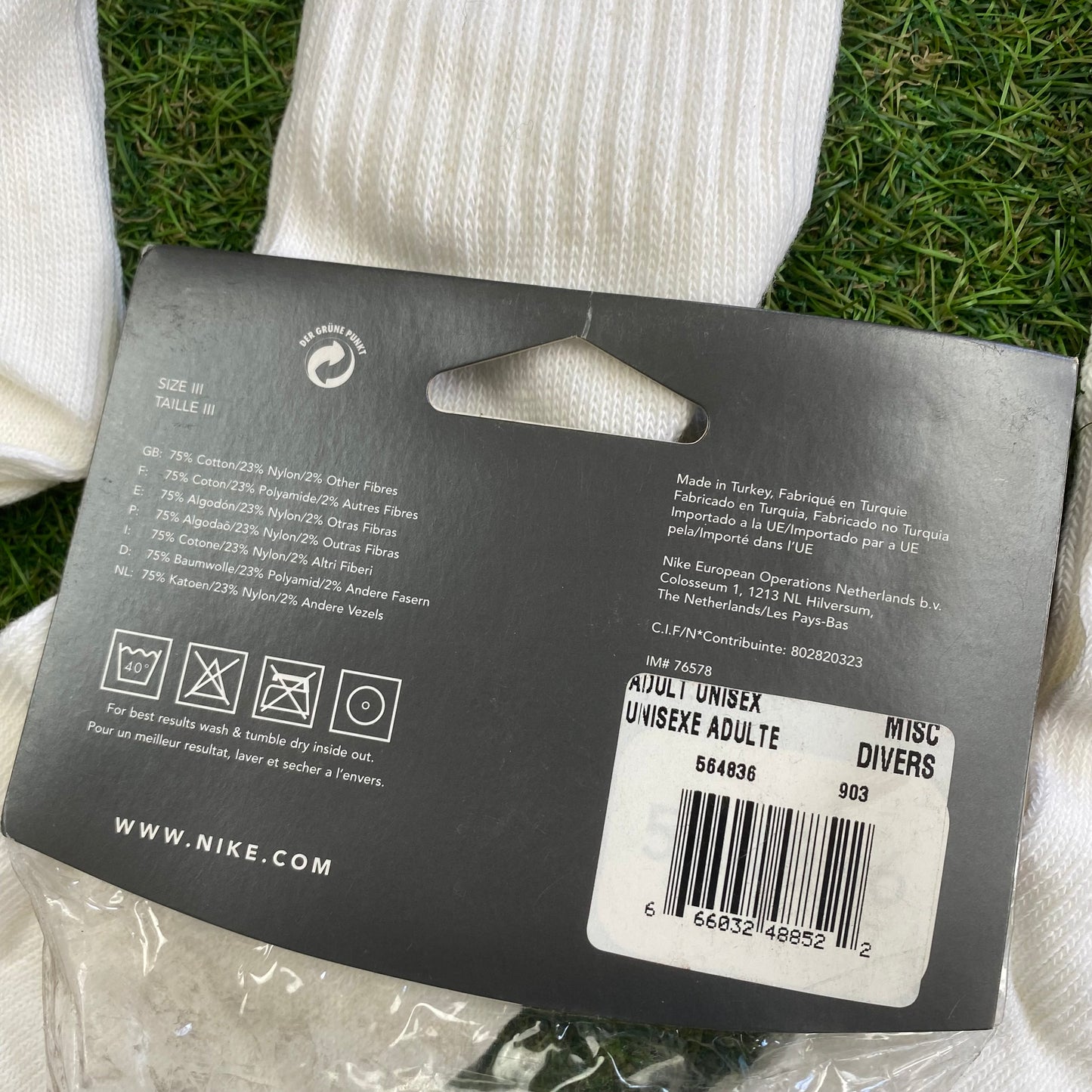 Vintage Nike Socks Colour 3 Pack White UK6-12