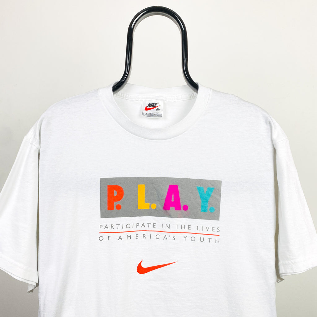 90s Nike PLAY T-Shirt White Medium