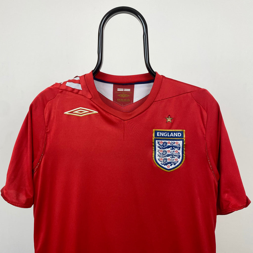 Retro Umbro England Football Shirt T-Shirt Red Small