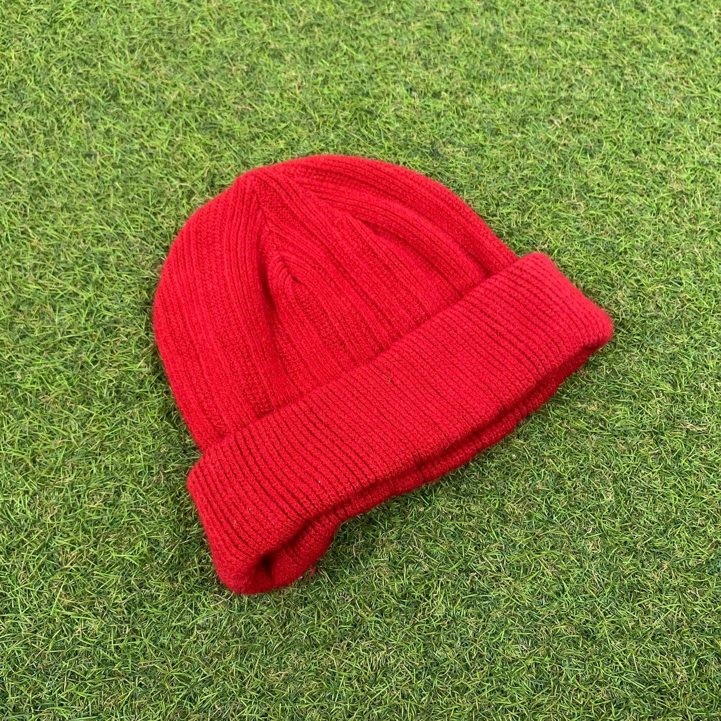 Retro Fleece Beanie Hat Red