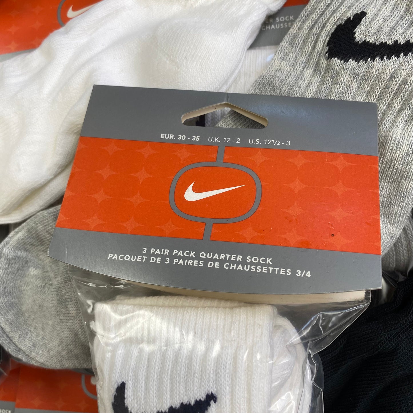 Vintage Nike Socks Colour 3 Pack White UK12-6