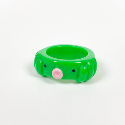 Retro Chunky Octopus Ring Green