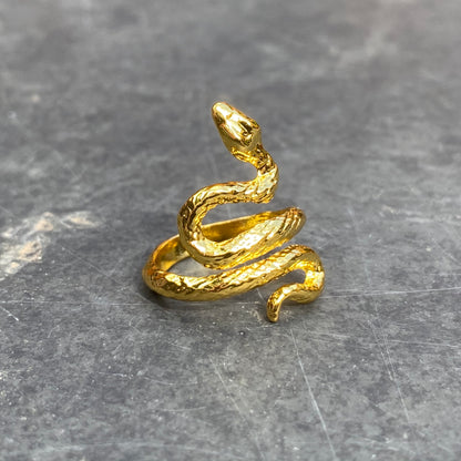 Adjustable Snake Signet Ring Gold