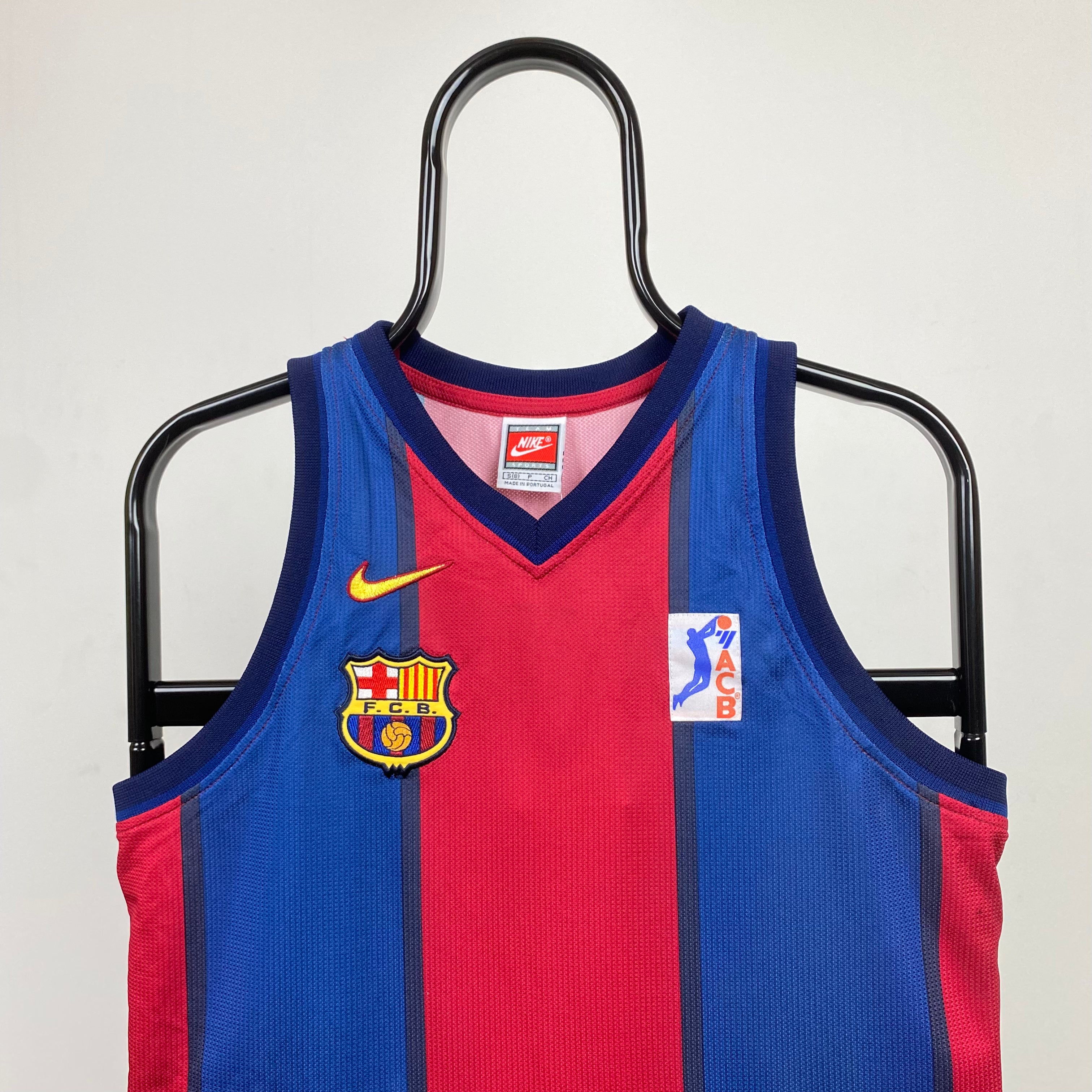 90s Nike Barcelona Basketball Vest T Shirt Blue XS Clout Closet