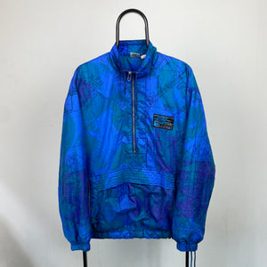 90s Nike Map Windbreaker Jacket Blue Medium