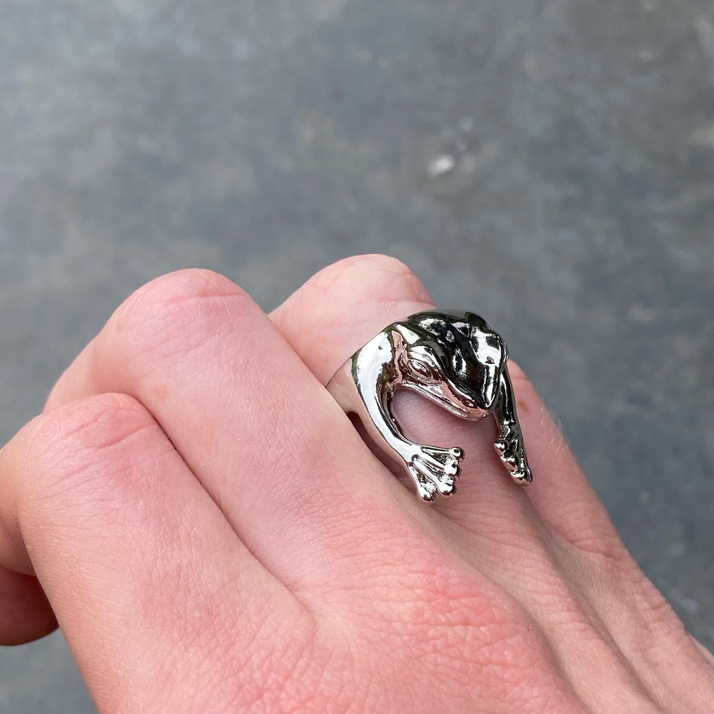 Adjustable Frog Ring Silver