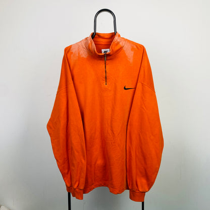 90s Nike 1/4 Zip Sweatshirt Orange XXL